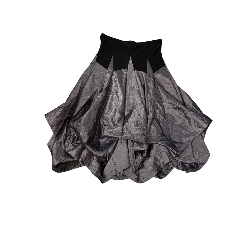 Joseph Ribkoff Bubble Hem Skirt Womens 8 Pewter Black Metallic Avant Garde - Picture 3 of 6